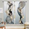 2 Pcs Abstract Art Curtains Black Gold Streamline Pattern Living Room Bedroom Window Decorative Curtains Modern Minimalist Style