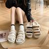 Ruth with INS thick bottom legs long hair slippers women wear autumn and winter versatile Internet celebrity one-word drag tide