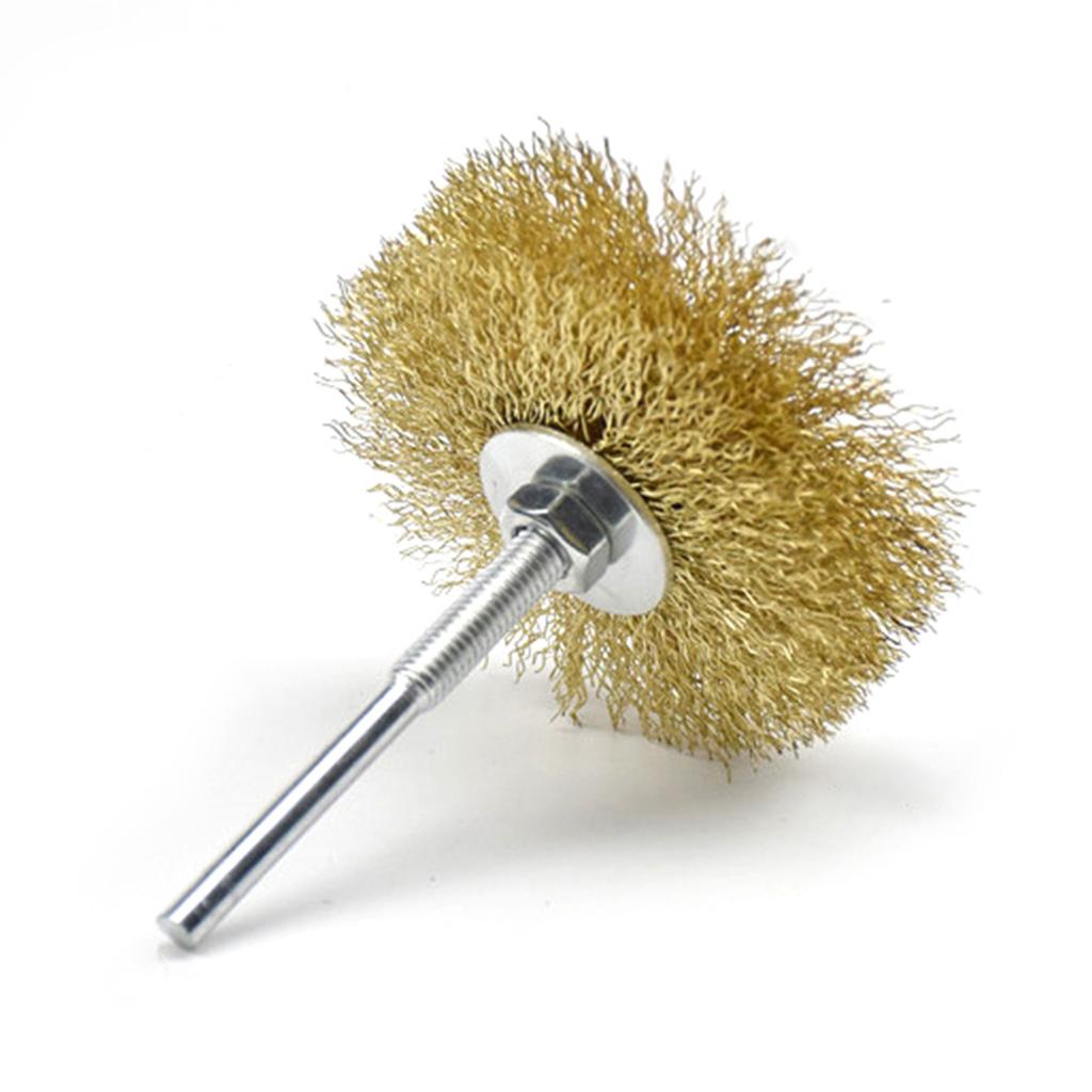 Spindelmontert hjulbørstemontert krympet ståltrådsbørste for rustfjerning