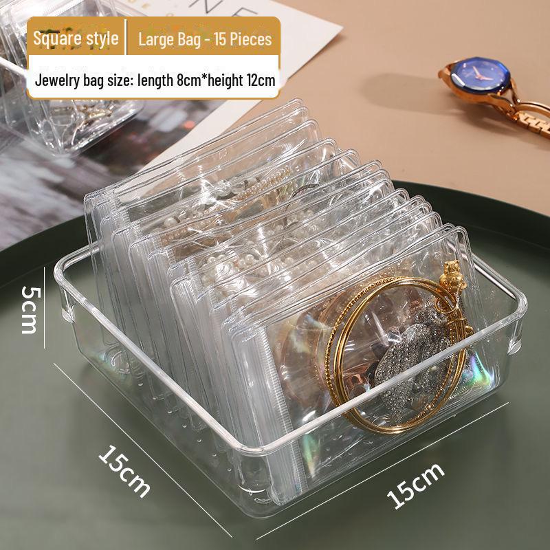 Jewelry Storage Box with Anti-Oxidation for Earrings, Necklaces, and Rings - Transparent Drawer Organizer