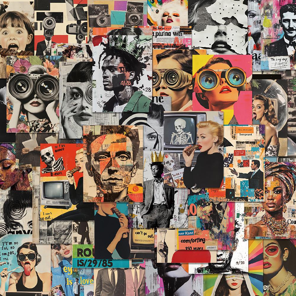 

64 pcs, European and American Art Stickers, Stamp Stickers, DIY Scrapbooking, Books, Laptops, Mobile Phones, Holiday Gifts or Re