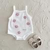 Baby Girl Embroidered Floral Strappy Summer Romper - Soft, Colorful, and Comfortable Jumpsuit