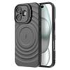 For iPhone 17 Case Compatible with MagSafe PC Kickstand Ripple Texture TPU Phone Cover
