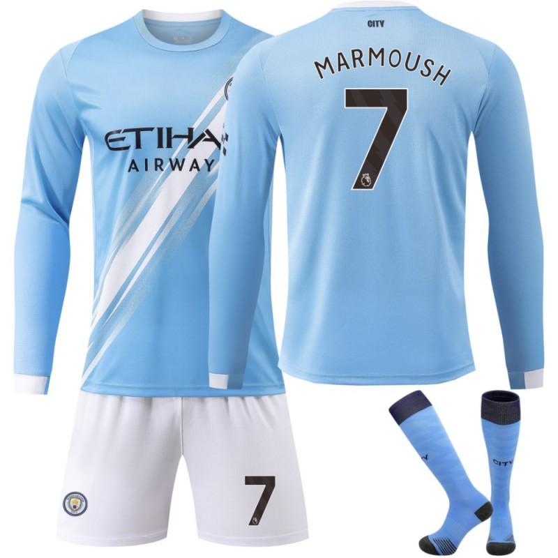 2324 Manchester City's Home Long-sleeved No. 9 Harland 17 De Braunet 10 Gralish Football Uniform Correct Jersey