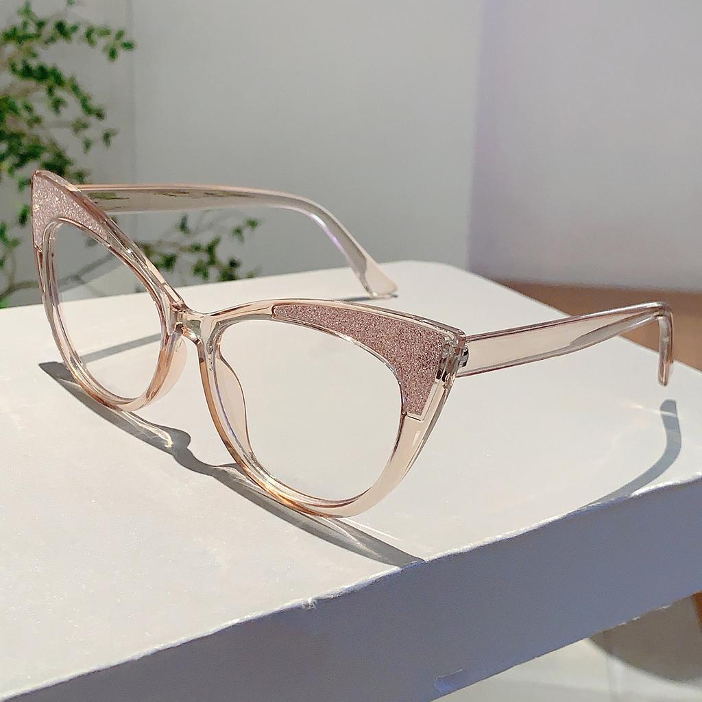 Colorful Trends Bling Frame Women Popular Fashion Cat Eye Eyeglasses Stylish Brand Decoration Po Ladies Glasses