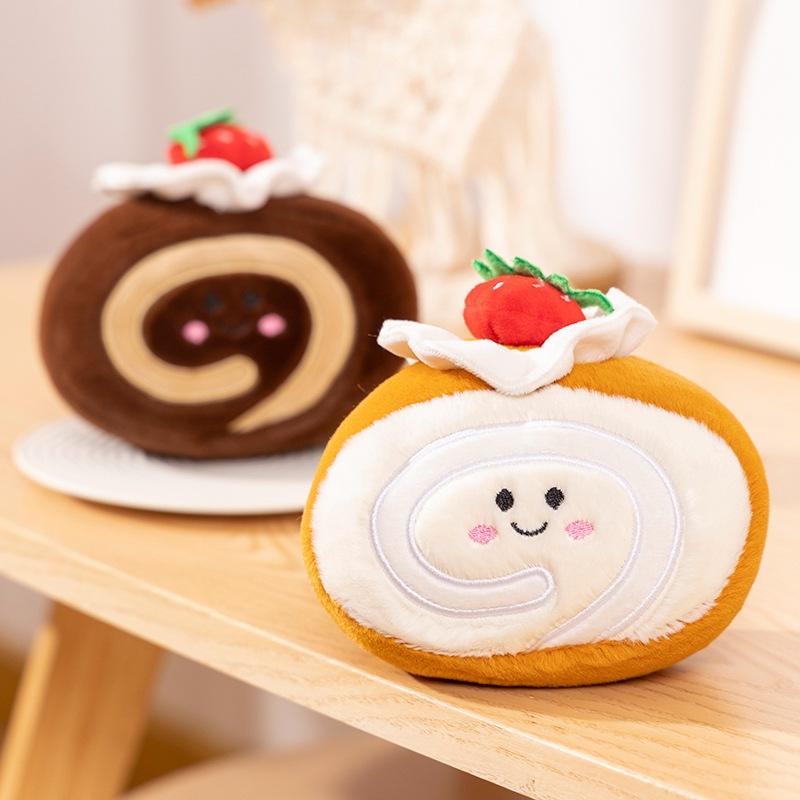 Cartoon Cute Swiss Roll Strawberry Cake Doll Plush Toy Soft Girl Heart Gift Ornament