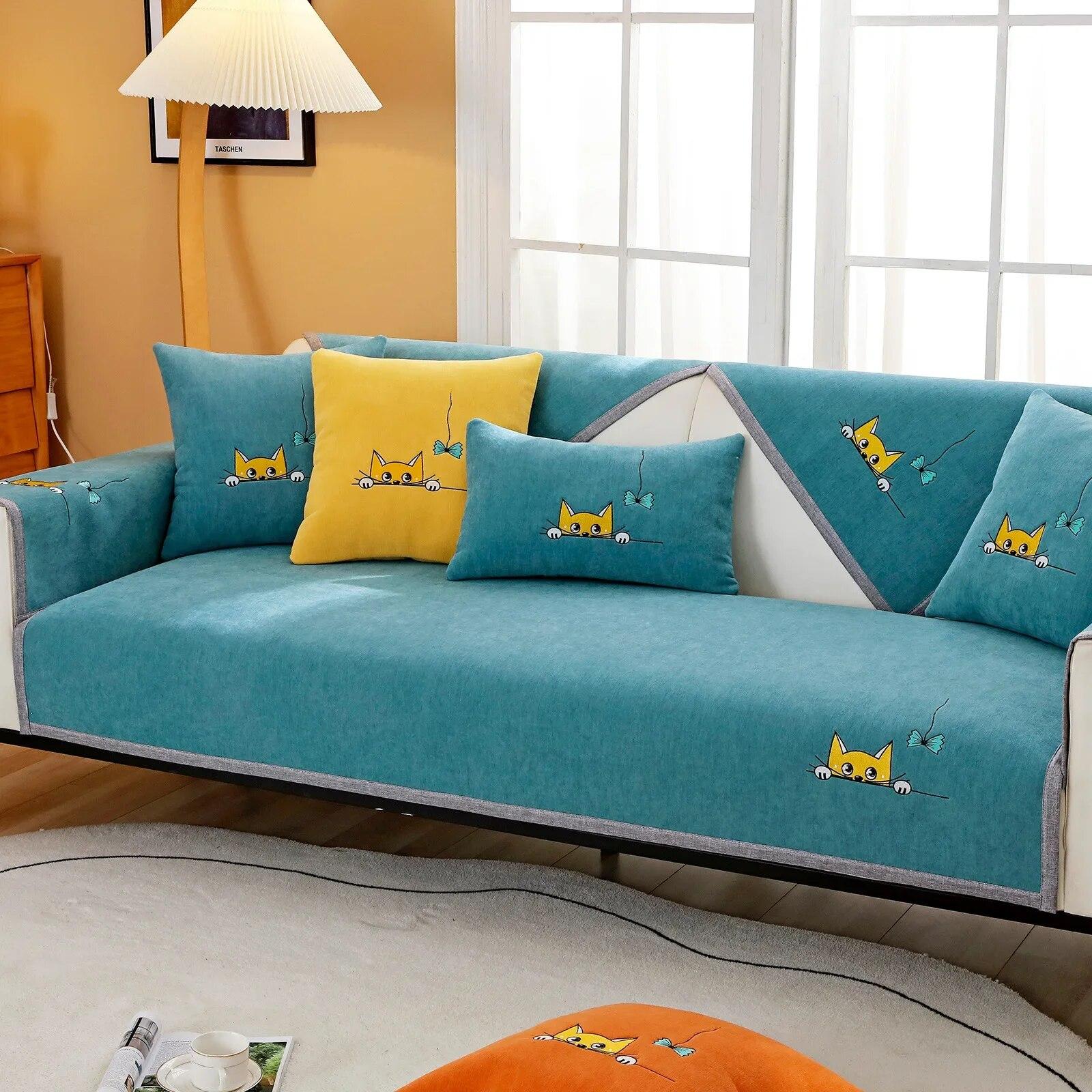 

Чехлы на диван с вышивкой в ​​скандинавском стиле, универсальный коврик для дивана, Нескользящий диван, подушка, подлокотник, полотенце для гостиной, домашний декор 90x210cm 1pcs