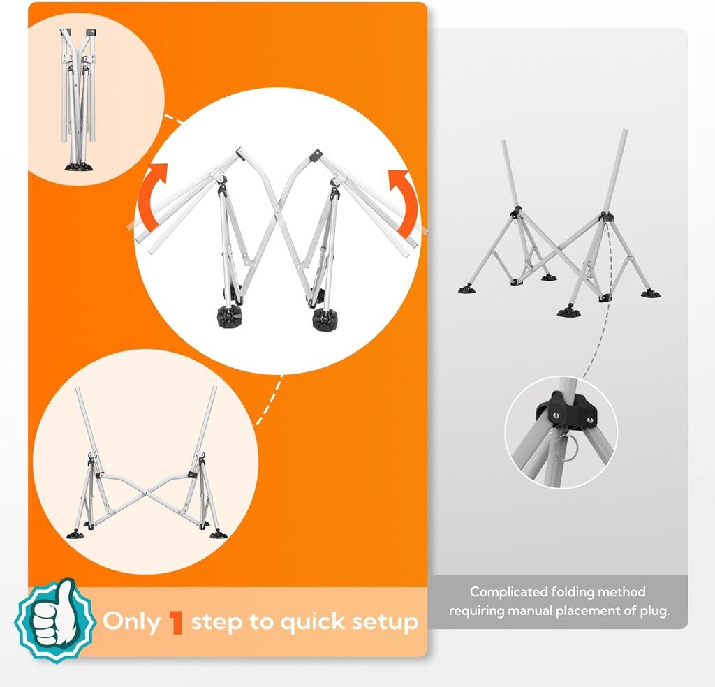 Oversized Folding Hammock Chair, 1-Step Swing Chair with Adjustable Backrest & Headrest, 400LB Support, Black