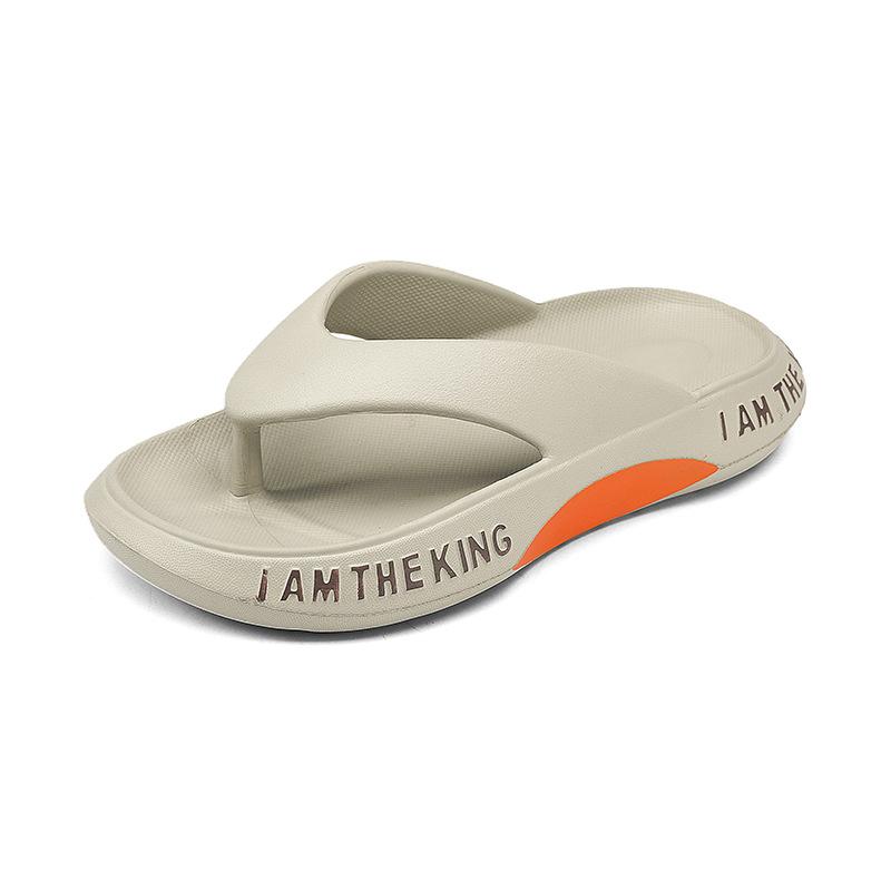 

Stepping on shit casual flip-flops men s summer wear thick-soled non-slip slippers outdoor men s beach pinch sandals 45 сірий колір