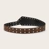 Punk Style Wide Belt with Gothic Eyelets Heavy Duty Faux Leather Unisex Fashion Accessory