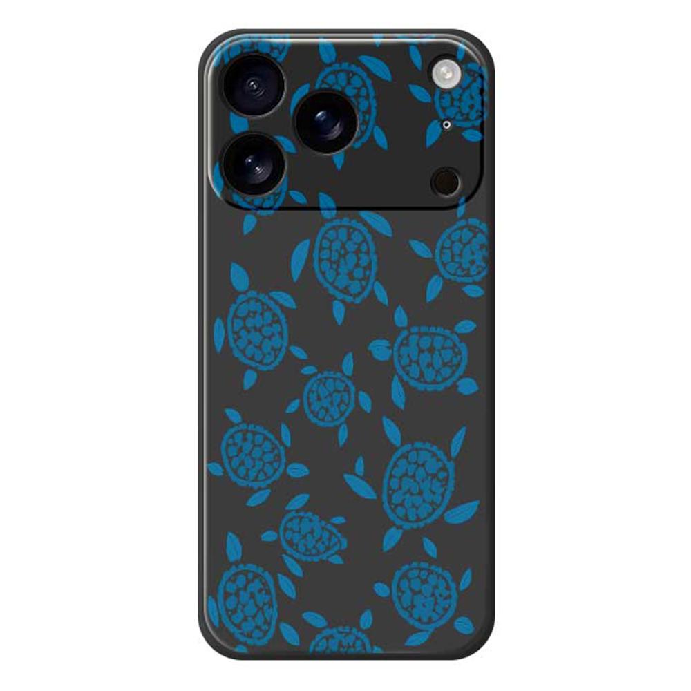For iPhone 17 Pro Max Case Blue Turtle Pattern Printing Straight Edge TPU Phone Back Cover