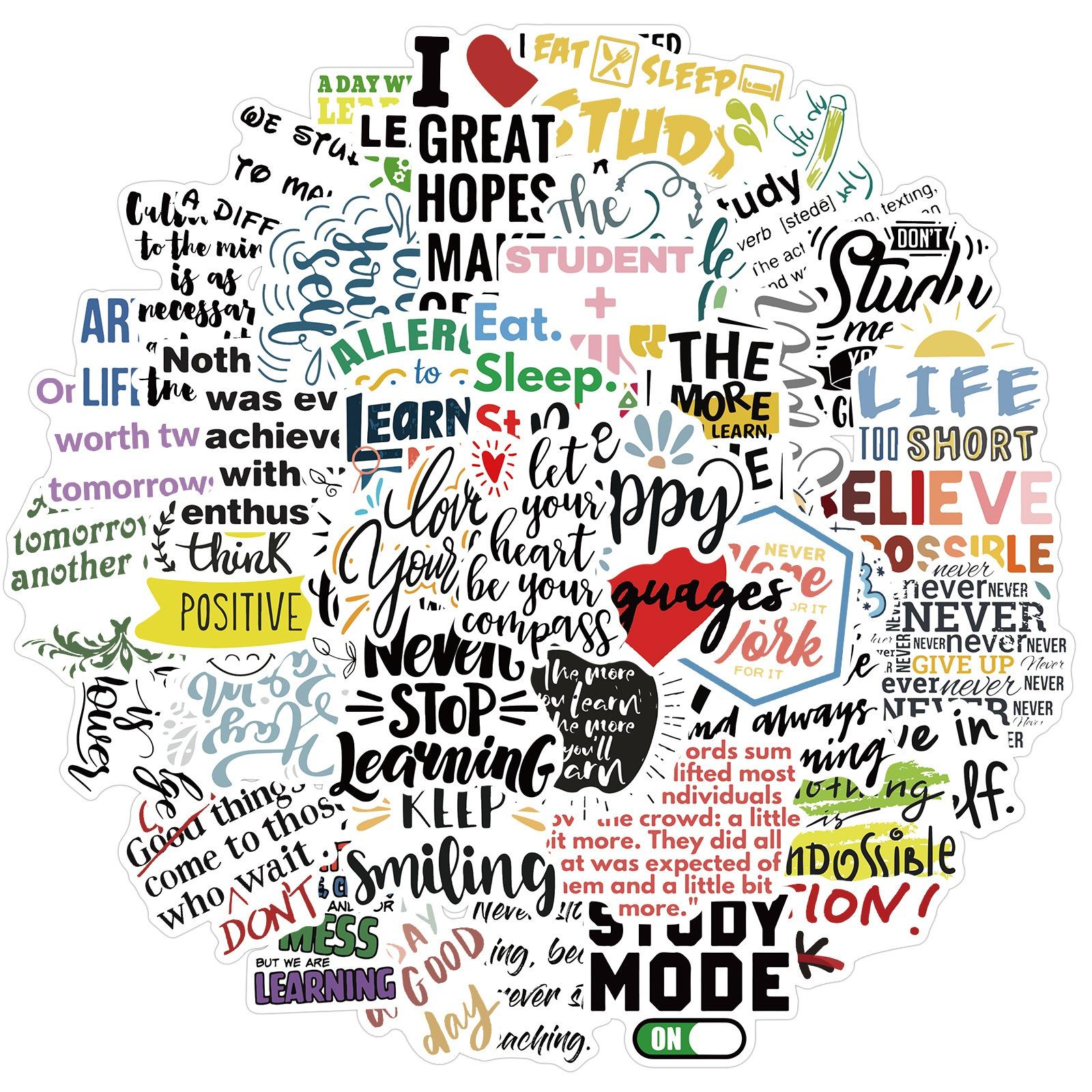 10/50Pcs Inspirational English Letter Phrase Sticker Luggage Laptop Graffiti Sticker Waterproof DIY Toy Sticker 10pcs