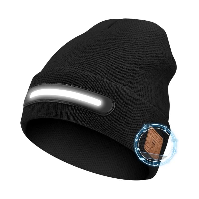 Unisex Musical Hat for Teens Girls Boys Flashlight Cap Knitted Winter Hat with Lights Sports Costume Props Skull Cap