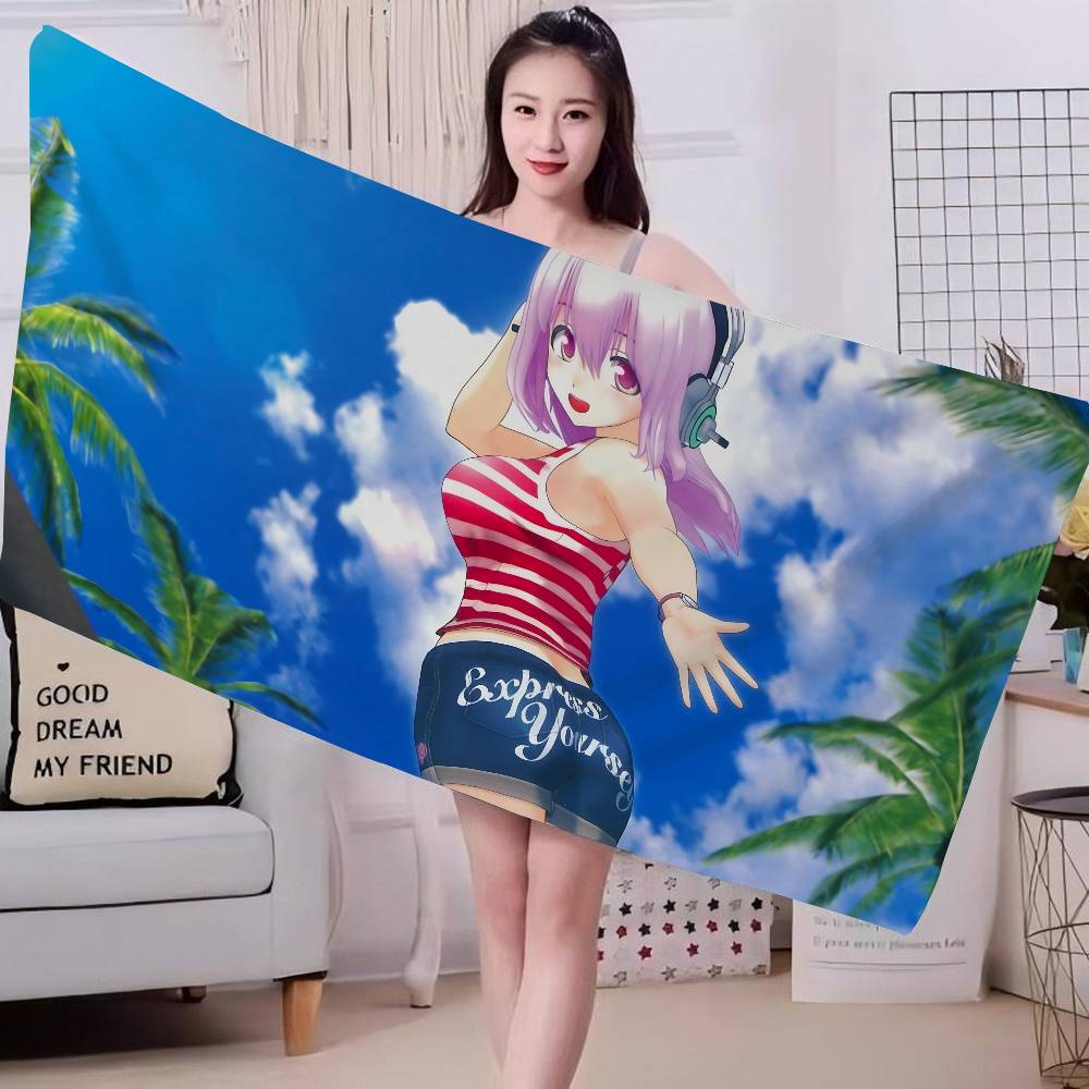 Anime S-Super S-Sonico Musical Girl Bath Towel Microfiber Soft Water Absorbing Breathable For Girl Kids Decorative Beach Towel