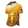 Unisex Casual Short Sleeve Polo Shirt Loose Fit Beer Print Design Button Collar Lightweight Breathable Fabric Summer Top