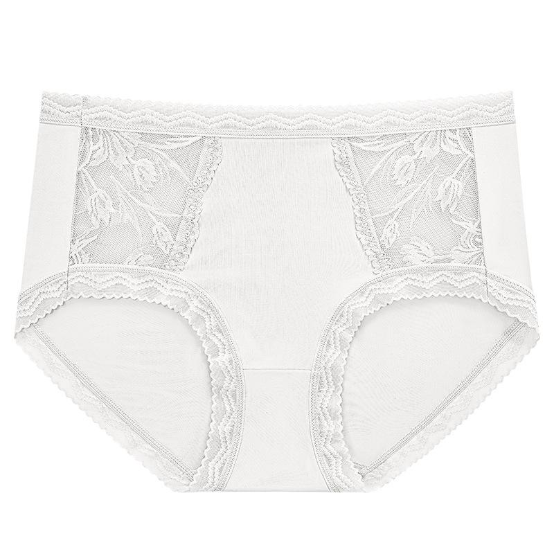 Women's Summer Ice Silk Mid-Waist Lace Panties - Breathable, Seamless, Comfortable with Antibacterial Cotton Crotch