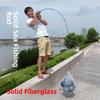  Fiber Glass Rod Real Wood Handle Fishing Rod Sea Fishing Bank Fishing Lure Rod Casting Rod Adjustable Length Outdoor Ca...