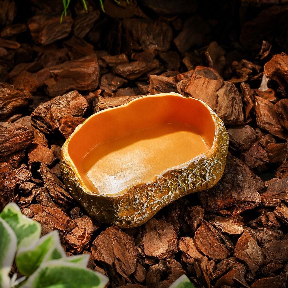 Tree Stump Shape Reptile Feeding Bowl Multicolor Reptile Bathtub for Tortoises