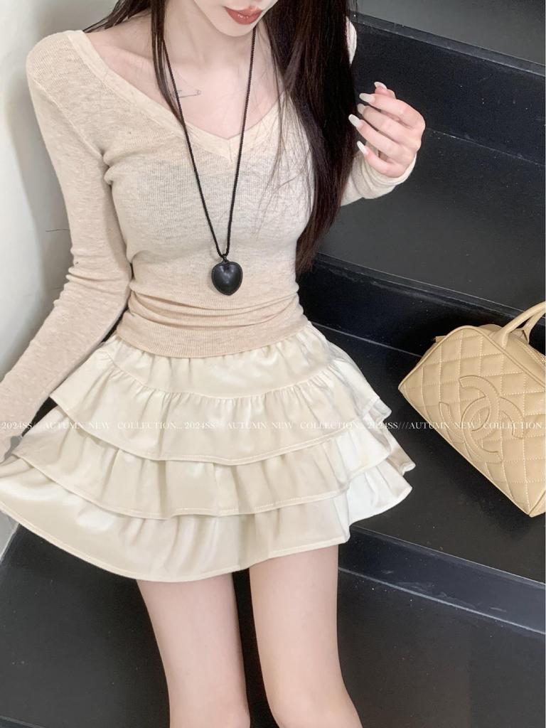 Double-Sided Fleece Ballet-Style Puffy Midi Skirt - High Waist, Slimming A-Line Design, Autumn/Winter for Women