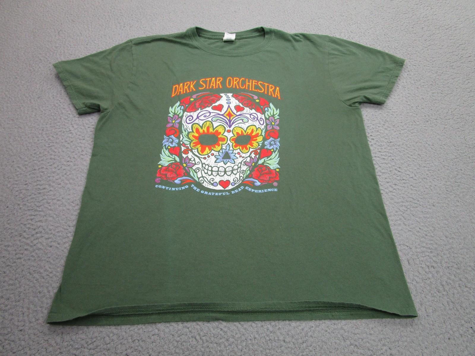 Dark Star Orchestra Shirt Mens XL Green Sugar Skull Gildan Grateful Dead Tee XL