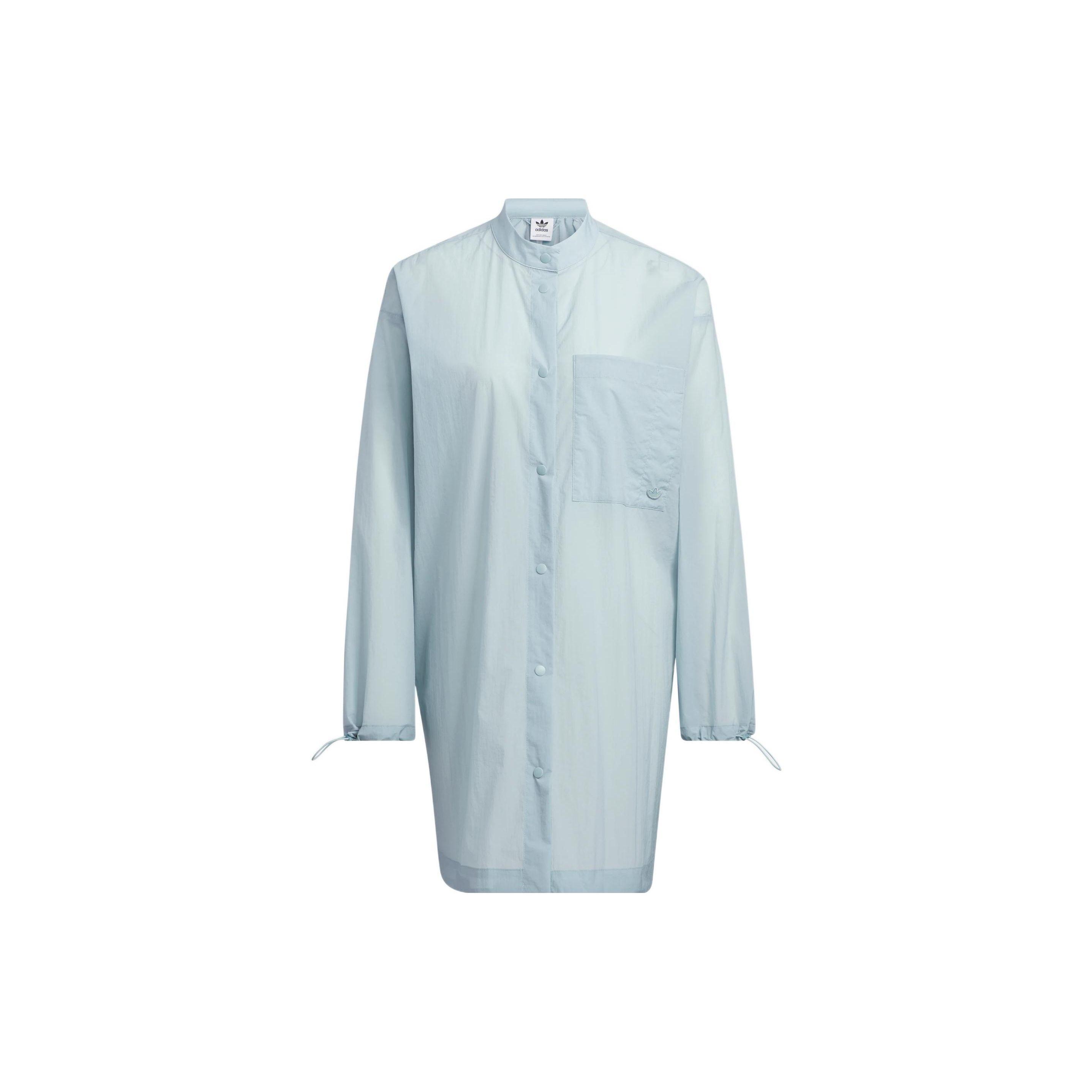 

Adidas Originals Lightweight Shirt Parka Solid Color Chest Pocket Single-Breasted Sports Shirt Women tops Blue HP0088 38