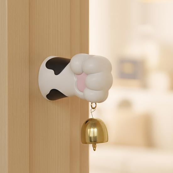 Cute Cat Paw Doorbell Magnetic Resin Cat Paw Decorative Door Chime Wall Mounted Shopkeepers Bell for Home Cafe Restaurant