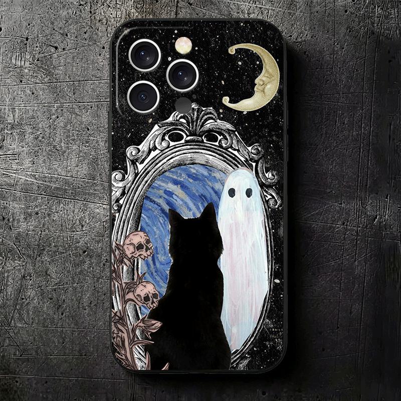 Black Cat Witch Aesthetics Soft Phone Case for iPhone 16 16E 17 Air 15 Pro Max 14 Plus 13 Mini 11 12 7 Black Cover Back Shell