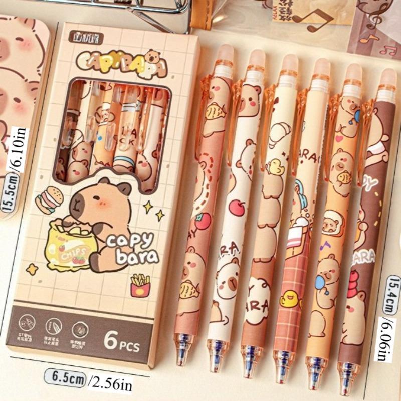 6pcs Erasable gel pen - 0.5mm Side Click Retractable Pens, Smooth Writing No Smudge, Cute Animal Design School & Office Supplies