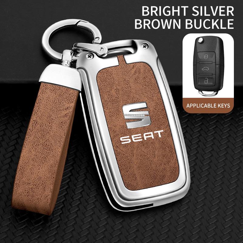 

Alloy Leather Car Remote Key Protection Cover Shell For Seat FR Ateca IBIZA Leon Alhambra Arosa Exeo Cordobe Mii Tarraco Toledo