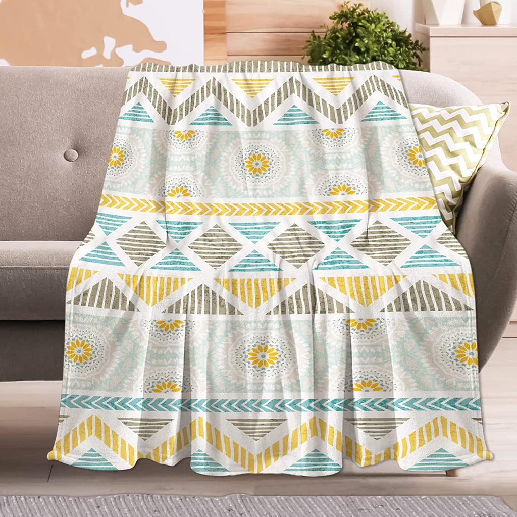 Ethnic Elephant Tribal Stylized Ornament Soft Throw Blanket Lightweight Flannel Blanket for Couch Bed Sofa Travelling Camping for Kids Adults