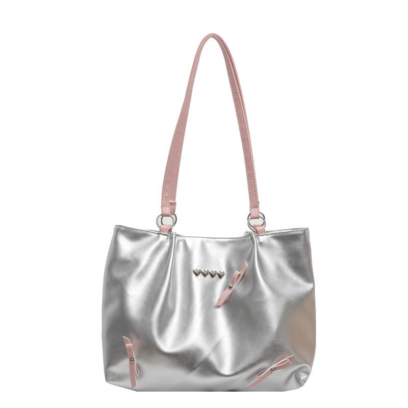 Large-Capacity Bag, Women'S Bow Texture, Foreign-Style Leisure Commuter Bag, College Student Class Tote Bag