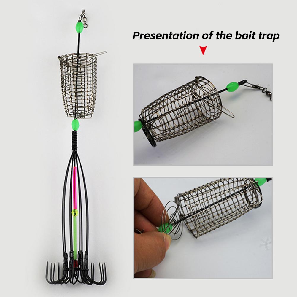 1PC Luminous Leatherjacket Fish Hook With Bait Cage Anti-Hanging Bottom Upside-Down Umbrella-Shaped Fishhook Fishing Gear