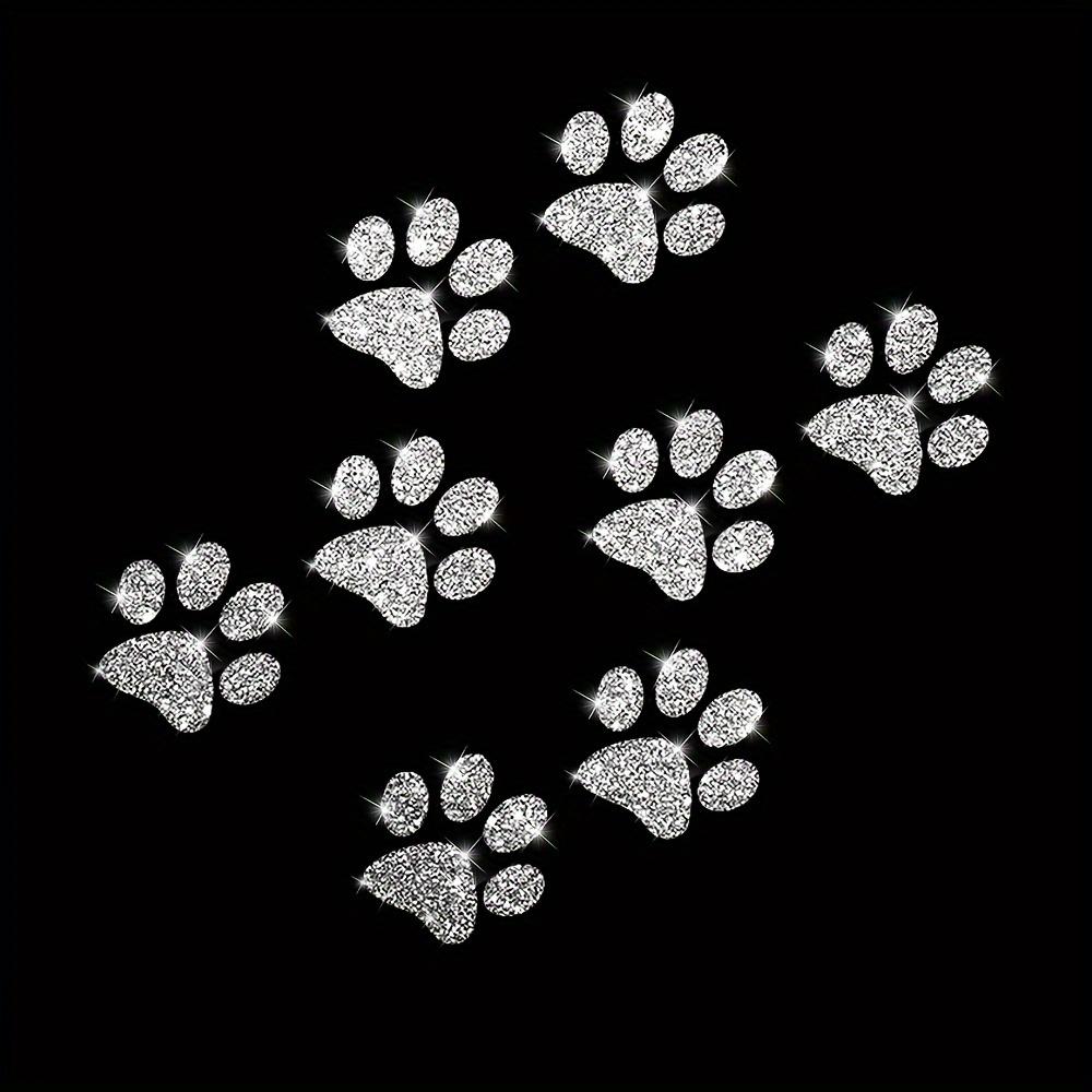 8pcs Sparkling Paw Print Car Stickers Reflective Vinyl Decals for Cars, Motorcycles & Laptops, Multi-Color Glitter Animal Theme, Self-Adhesive
