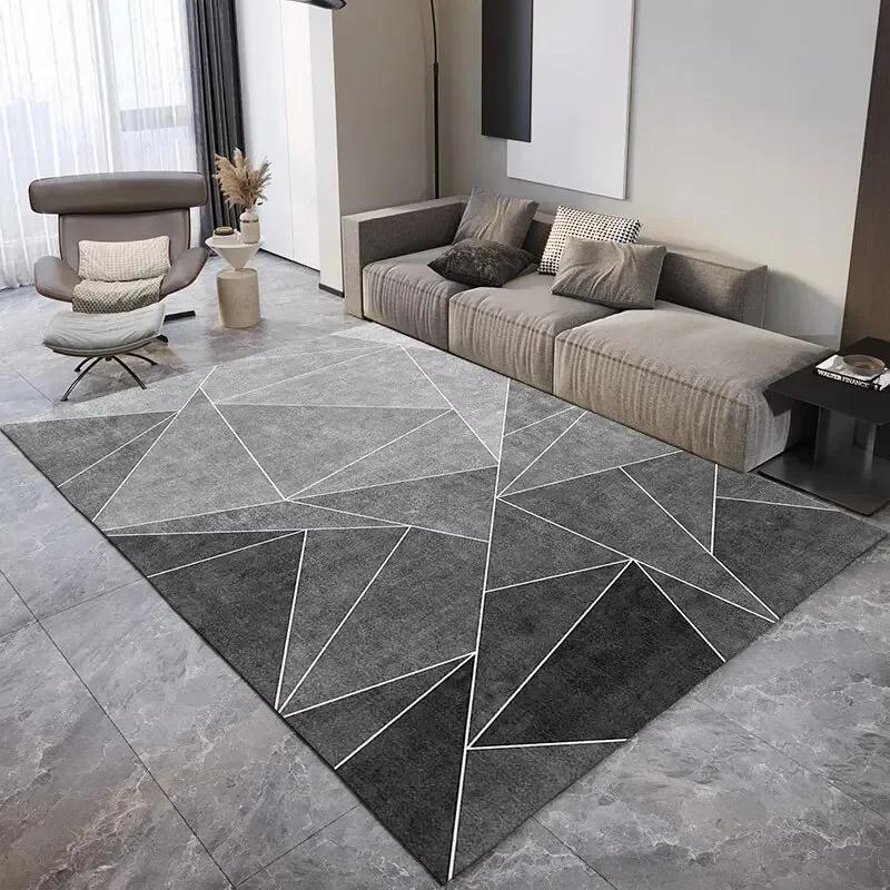Simple Geometric Crystal Pile Living Room Carpet Home Bedroom Office Entrance Dirty Resistant Non-slip Carpet