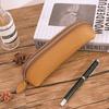 Vintage Leather Pencil Bag Simple Stationery Hoder Pen Case Storage Bag Zipper Pencil Pouch Glasses Box School Supplies
