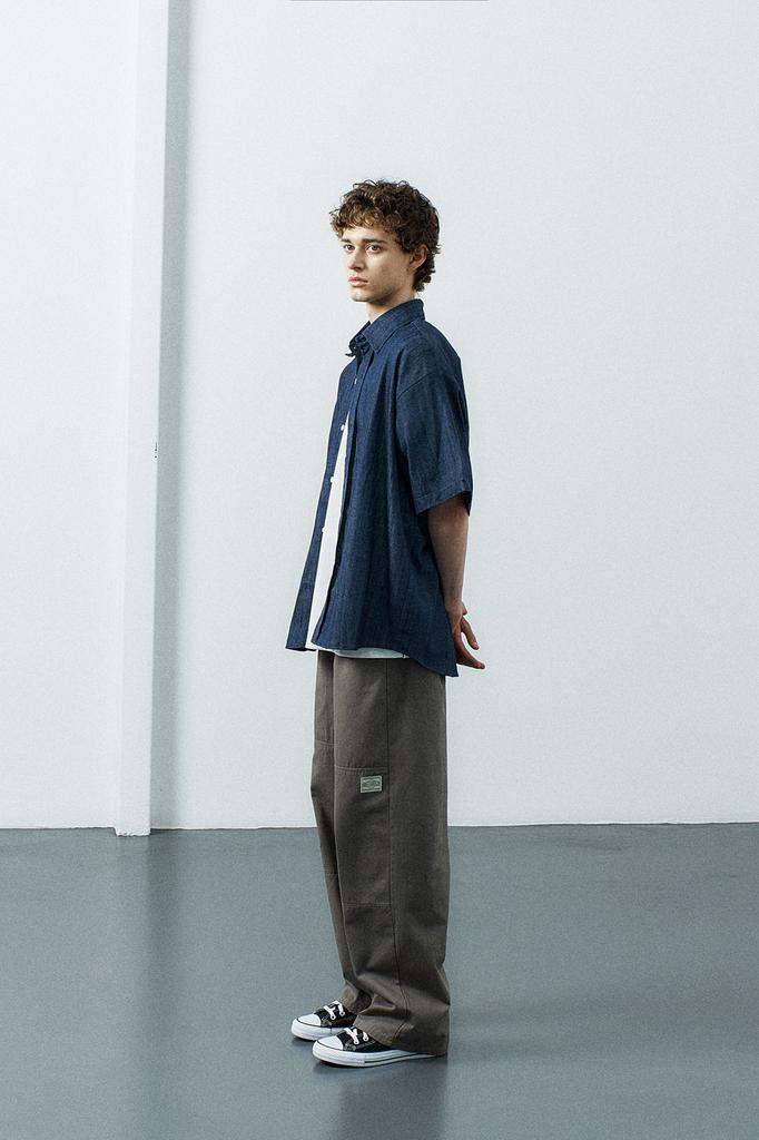 WHOLOVESART Double Knee Banding Work Pants Khaki Beige
