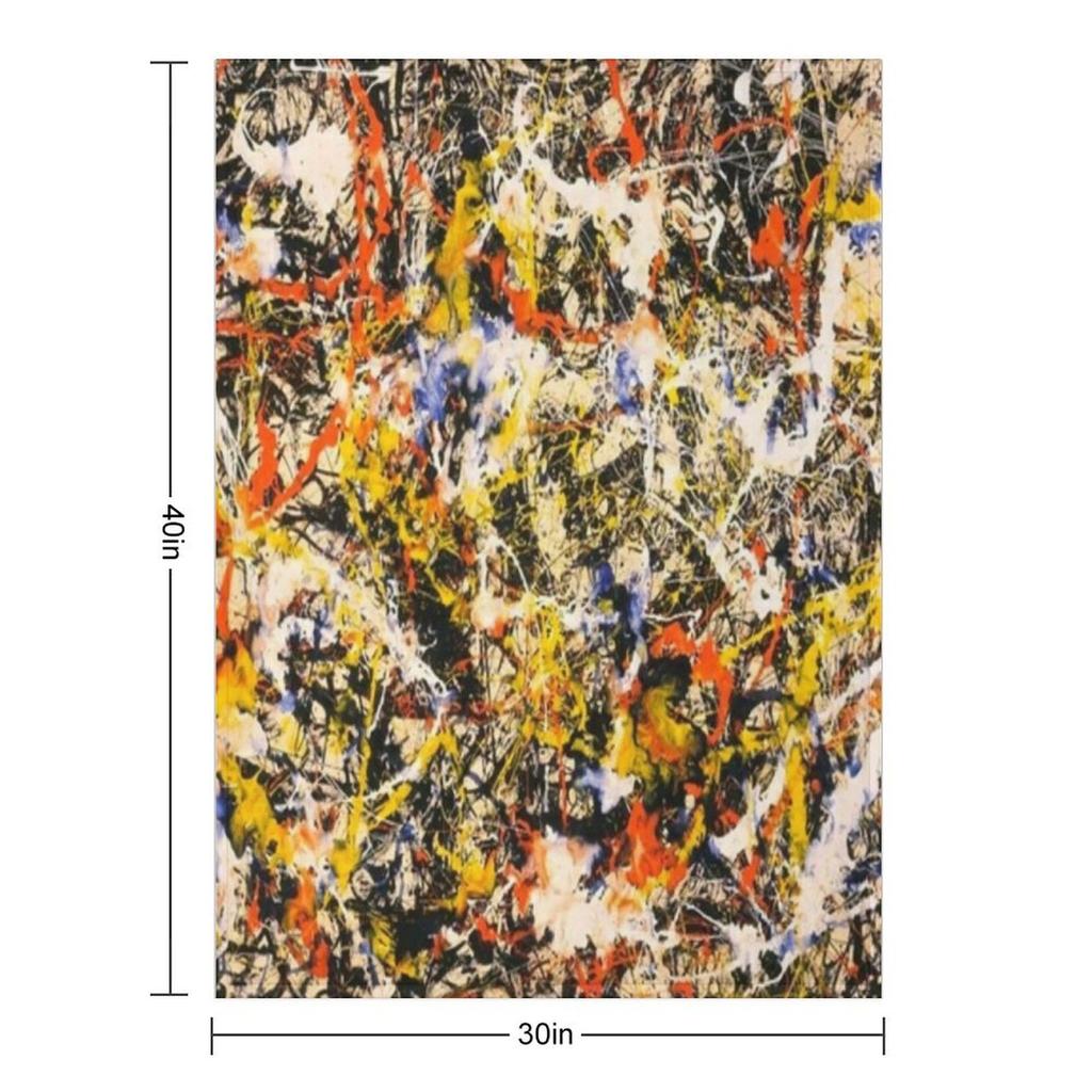 Abstrakt Jackson Pollock Målning Originalkonst ,konstverk av Jackson Pollock, röd, gul, blå, svart, Pläd