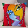 Abstract Painting Cushion Cover Decoration Nordic Style Colorful Cartoon Girl Pillowcase Sofa Home