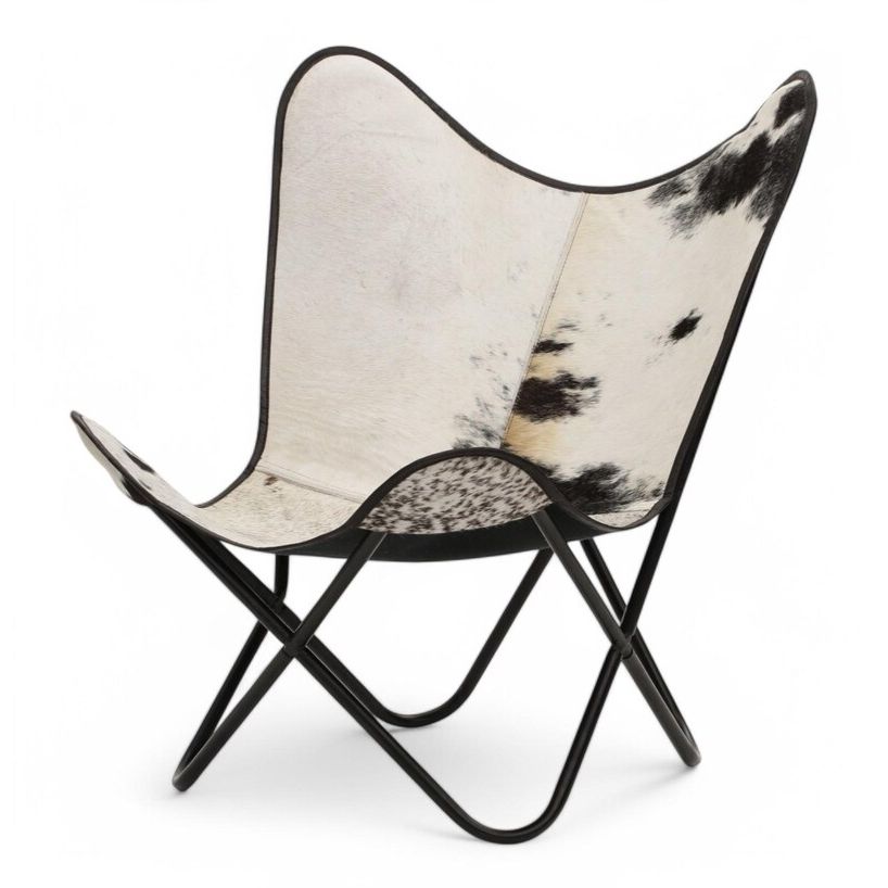 Handcrafted Hairon Leather Chair - Unique Rustic Cowhide Accent Chair for Living Room, Dining, or Office"