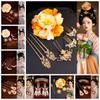 1 Set Pearl Tang Dynasty Hairpin Classical Flower Hair Comb Vintage Ancient Hair Stick  Women