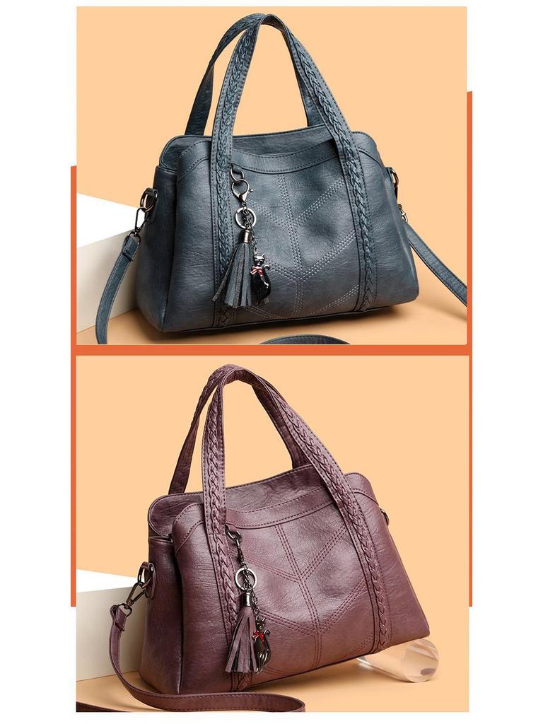 Duża pojemność Retro Miękka skóra Torba Mom – Damska Europejski i Amerykański Styl Jednoramienna Crossbody