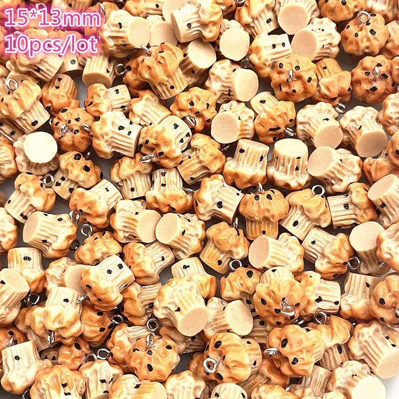5-10pcs Hamburger Doughnut Cake Resin Beads for Jewelry Making Bracelet Charms Necklace Earring Pendant