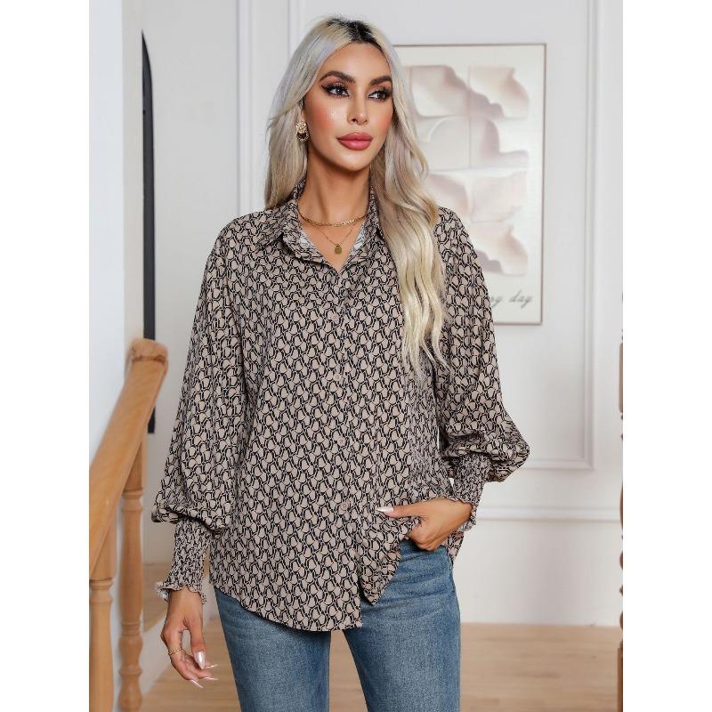 BITCED Women s Fashion Casual POLO Neck Long Sleeve Blouses & Shirts S