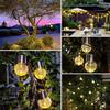 LED Outdoor Solar Glass Ball Pendant Light Cracked Ball Rattan Ball Light Garden Decorative Light String Courtyard Light