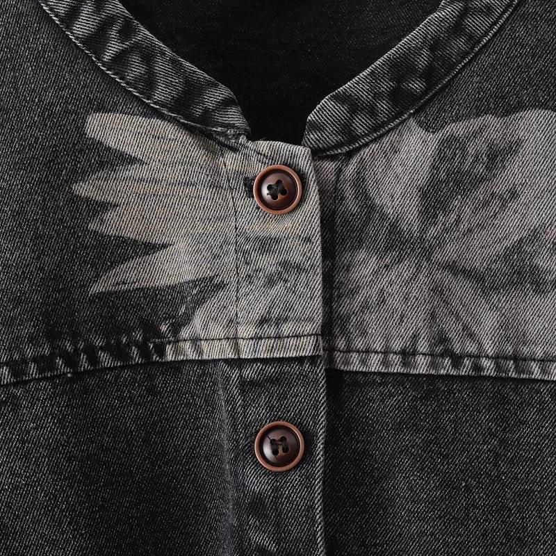 Gilet di Jeans Corto Stampato da Donna Primaverile ed Estivo Giacca Sottile Senza Maniche Larga