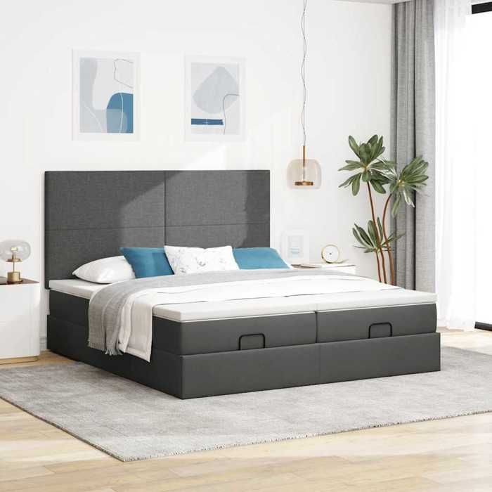 Maison Exclusive - Cadre de lit ottoman avec matelas gris foncé 160x200cm tissu