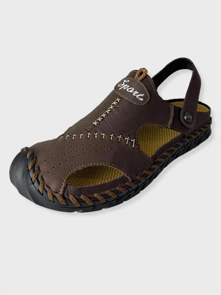 Sommer Neue Baotou Hausschuhe Männer Handgemachte Echtes Leder Casual Sandalen Rutschfeste Outdoor Strand Urlaub Dual Zweck Schuhe