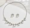Hollow Leaf Necklace Earrings Bracelet Ring Four-Piece Set Bridal Wedding Rhinestone Accessories