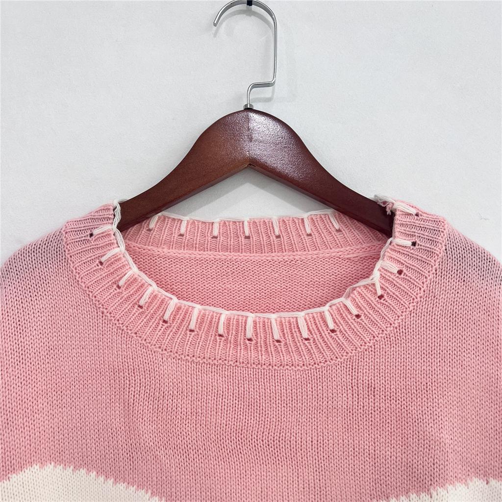 Women's Bow Jacquard Sweater Autumn/Winter Lazy Style Loose Warm Comfortable Hooded Knitted Sweater 3617