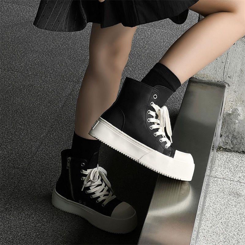 Fashion 2025 New Women Platform Ankle Sneakers Lace-Up Canvas Designer Shoes for Women Spring Autumn Trendy Platform Sneakers